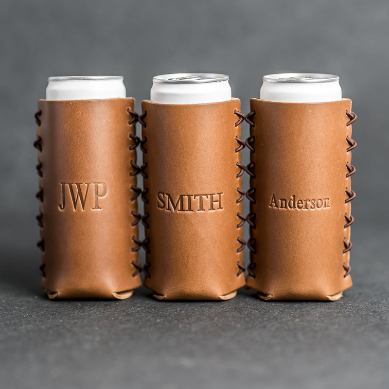 Personalized Leather Slim Can Coozie