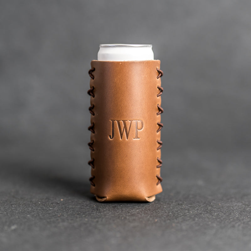 Personalized Leather Slim Can Coozie