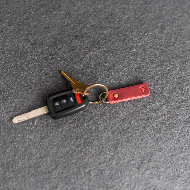 LIMITED EDITION - Personalized Red Leather Tab Keychain