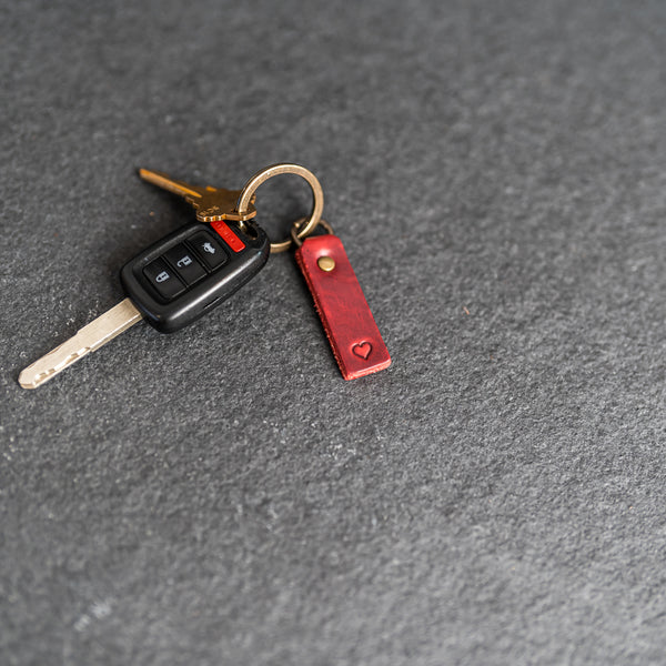 LIMITED EDITION - Personalized Red Leather Tab Keychain