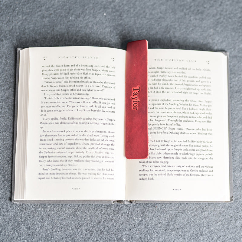 LIMITED EDITION - Red Personalized Premium Leather Bookmark