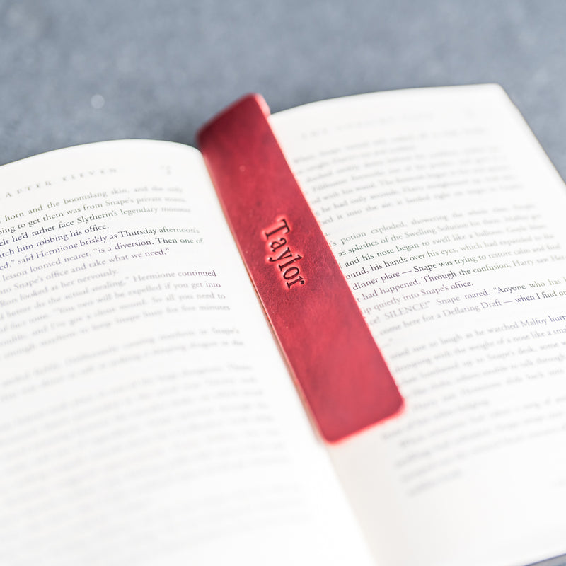 LIMITED EDITION - Red Personalized Premium Leather Bookmark