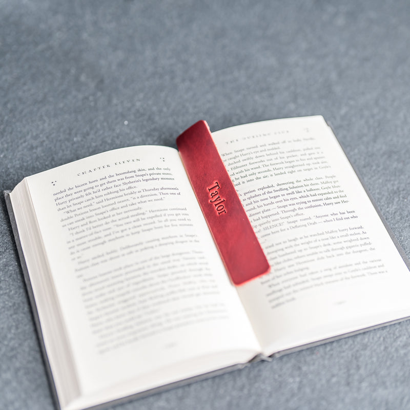 LIMITED EDITION - Red Personalized Premium Leather Bookmark