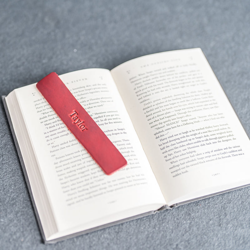 LIMITED EDITION - Red Personalized Premium Leather Bookmark