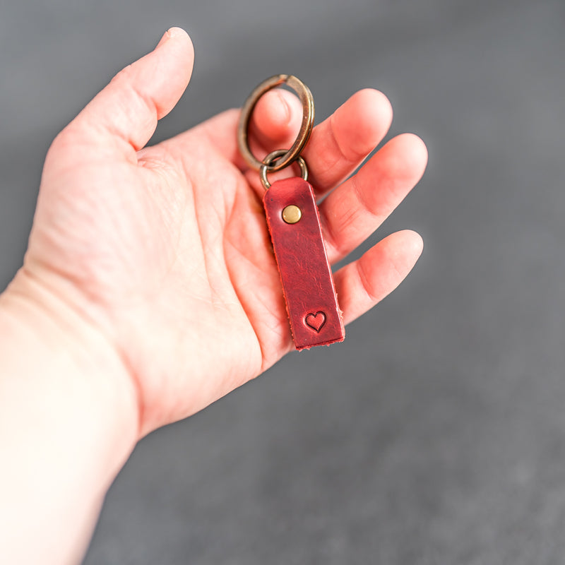 LIMITED EDITION - Personalized Red Leather Tab Keychain