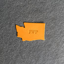 Personalized Washington Shape Leather Patches with Optional Hook and Loop Fastener