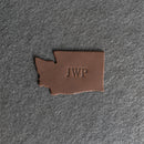 Personalized Washington Shape Leather Patches with Optional Hook and Loop Fastener