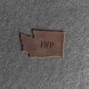 Personalized Washington Shape Leather Patches with Optional Hook and Loop Fastener