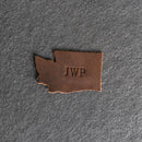 Personalized Washington Shape Leather Patches with Optional Hook and Loop Fastener
