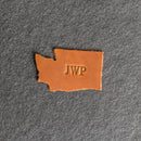Personalized Washington Shape Leather Patches with Optional Hook and Loop Fastener