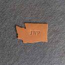 Personalized Washington Shape Leather Patches with Optional Hook and Loop Fastener