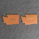 Personalized Washington Shape Leather Patches with Optional Hook and Loop Fastener