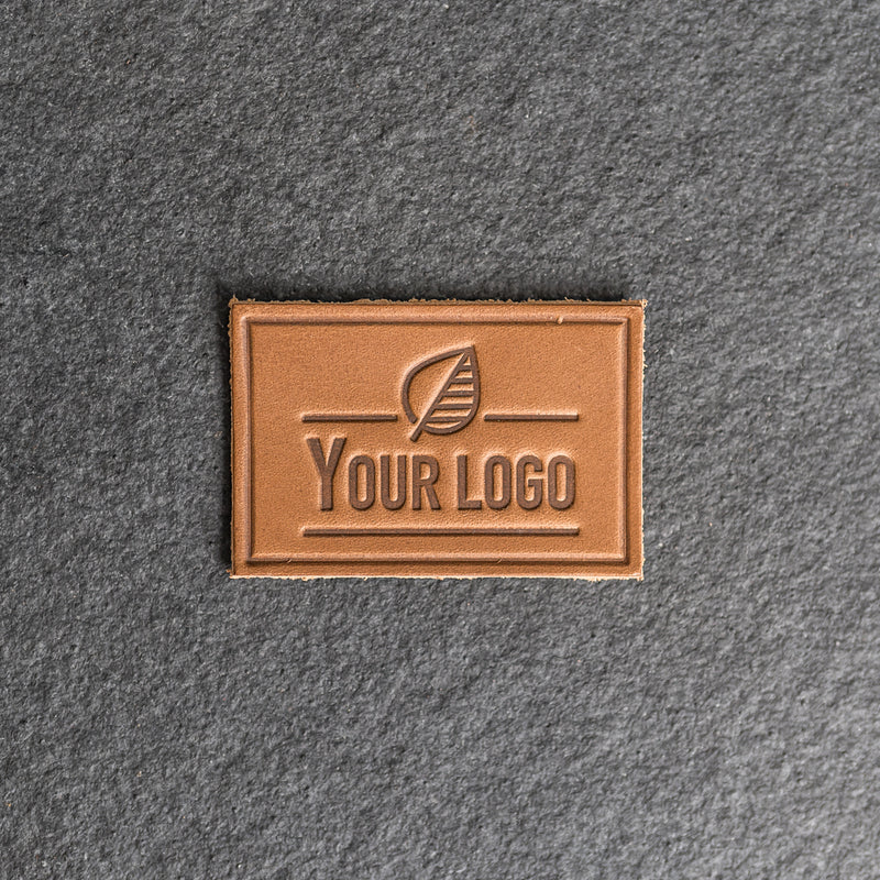 Your Logo Rectangle Leather Patch with optional Velcro added