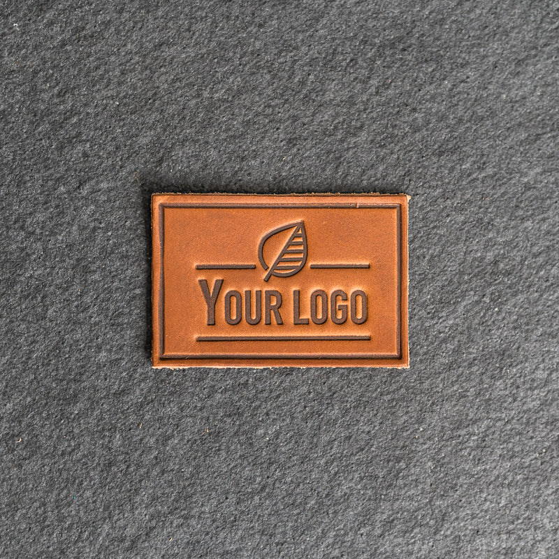 Your Logo Rectangle Leather Patch with optional Velcro added