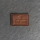 Your Logo Rectangle Leather Patch with Optional Hook Side Fastener