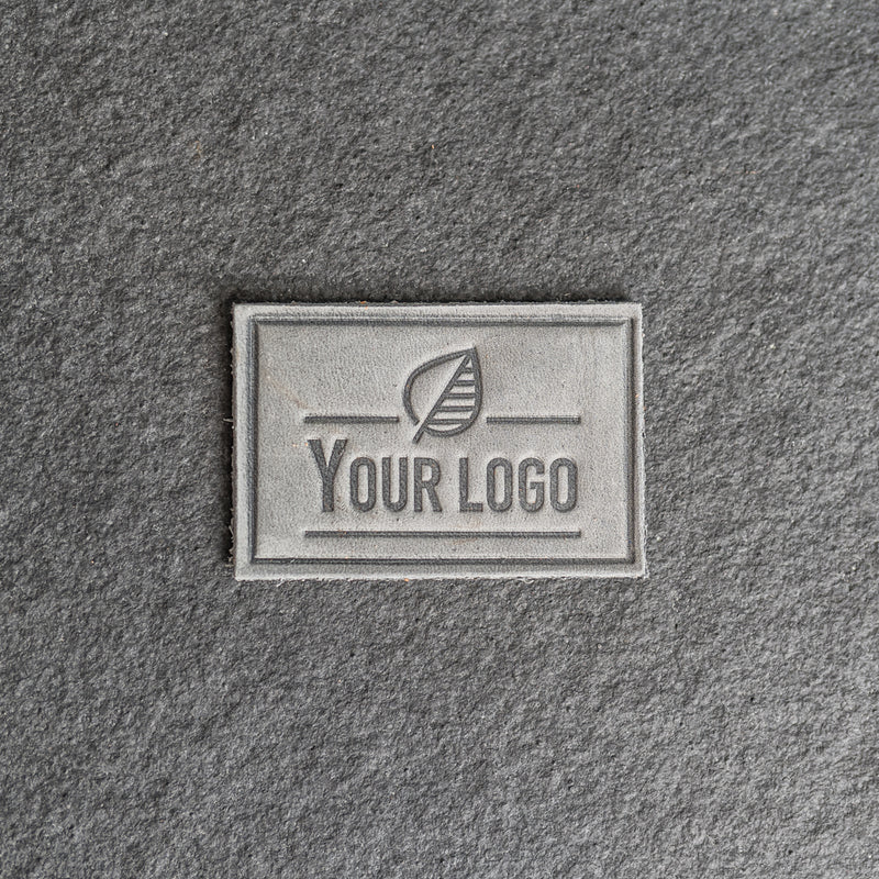 Your Logo Rectangle Leather Patch with optional Velcro added