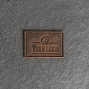 Your Logo Rectangle Leather Patch with Optional Hook Side Fastener