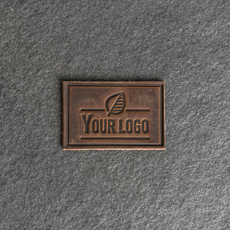 Your Logo Rectangle Leather Patch with optional Velcro added