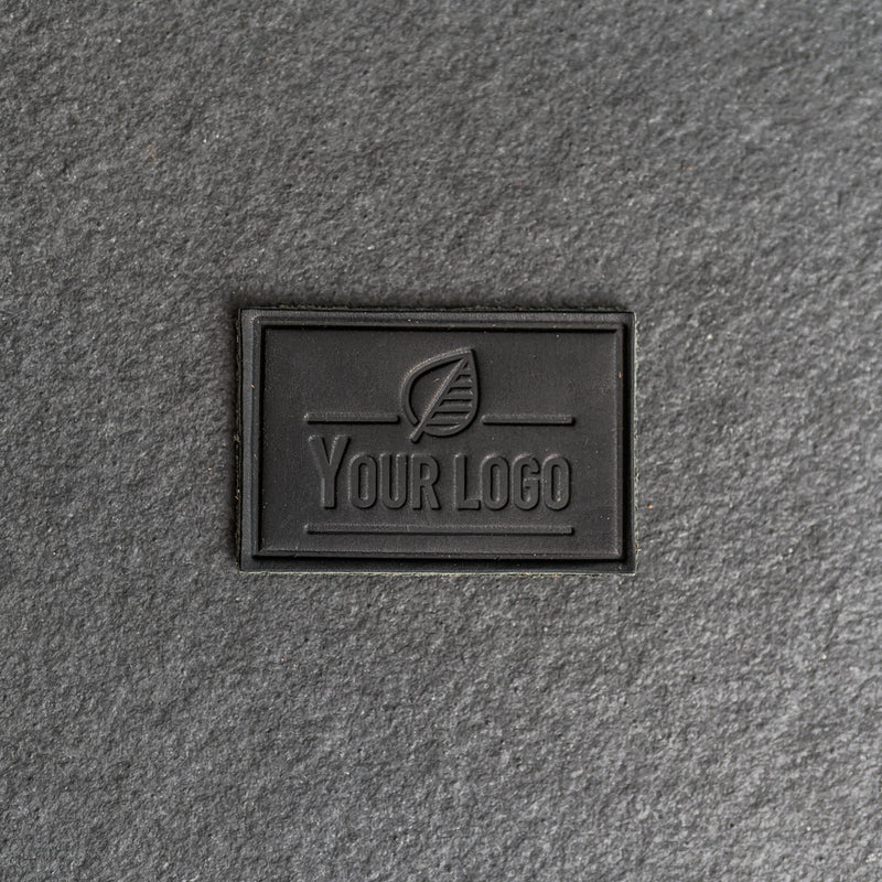 Your Logo Rectangle Leather Patch with optional Velcro added