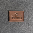 Your Logo Rectangle Leather Patch with Optional Hook Side Fastener