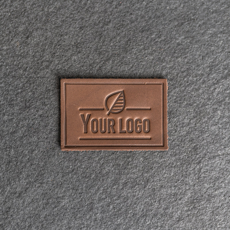 Your Logo Rectangle Leather Patch with optional Velcro added