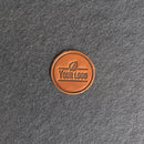 Your Logo Circle Leather Patch with Optional Hook Side Fastener Added