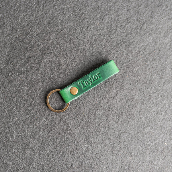 Limited Edition Green Leather Loop Keychain - Personalized Premium Leather Keychain