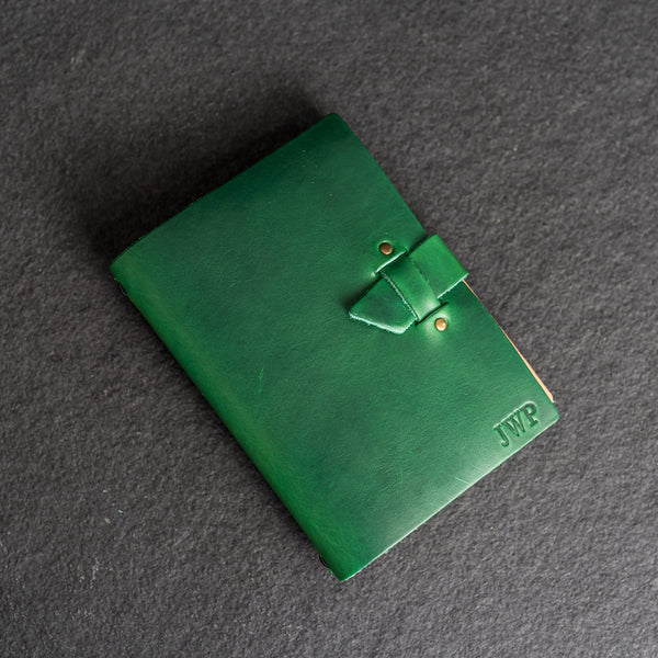 Limited Edition Green Refillable Leather Adventure Journal with Buckle Closure