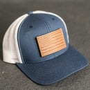Leather Patch Tactical Hat - Trucker Style - American Flag
