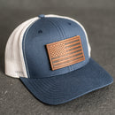 Leather Patch Tactical Hat - Trucker Style - American Flag