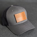 Leather Patch Tactical Hat - Trucker Style - American Flag
