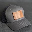 Leather Patch Tactical Hat - Trucker Style - American Flag