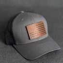 Leather Patch Tactical Hat - Trucker Style - American Flag