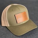 Leather Patch Tactical Hat - Trucker Style - American Flag