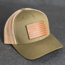 Leather Patch Tactical Hat - Trucker Style - American Flag