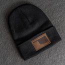 Beanie with Leather Patch Attached - Oklahoma Stamp