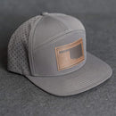 Leather Patch Flat Bill 7 Panel Perforated Performance Hat - Oklahoma Stamp