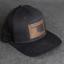 Leather Patch Trucker Style Hat - Oklahoma Stamp
