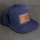 Leather Patch Flat Bill 7 Panel Perforated Performance Hat - Oklahoma Stamp