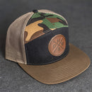 Leather Patch Flat Bill 7 Panel Trucker Hat - PNW Stamp