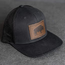 Leather Patch Trucker Style Hat - Bison Stamp