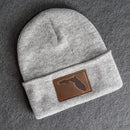 Beanie with Leather Patch Attached - Florida Stamp