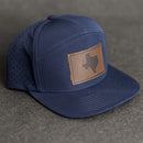 Leather Patch Flat Bill 7 Panel Perforated Performance Hat - Texas Stamp