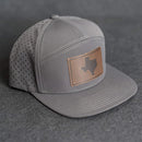 Leather Patch Flat Bill 7 Panel Perforated Performance Hat - Texas Stamp