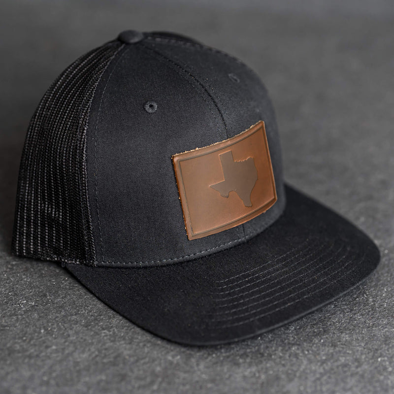 Leather Patch Trucker Style Hat - Texas Stamp