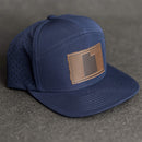Leather Patch Flat Bill 7 Panel Perforated Performance Hat - Utah Stamp
