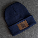 Beanie with Leather Patch Attached - Utah Stamp