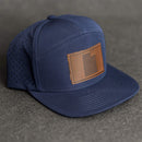 Leather Patch Flat Bill 7 Panel Perforated Performance Hat - Utah Stamp