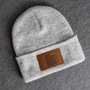 Beanie with Leather Patch Attached - Utah Stamp