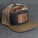 Leather Patch Flat Bill 7 Panel Trucker Hat - Utah Stamp